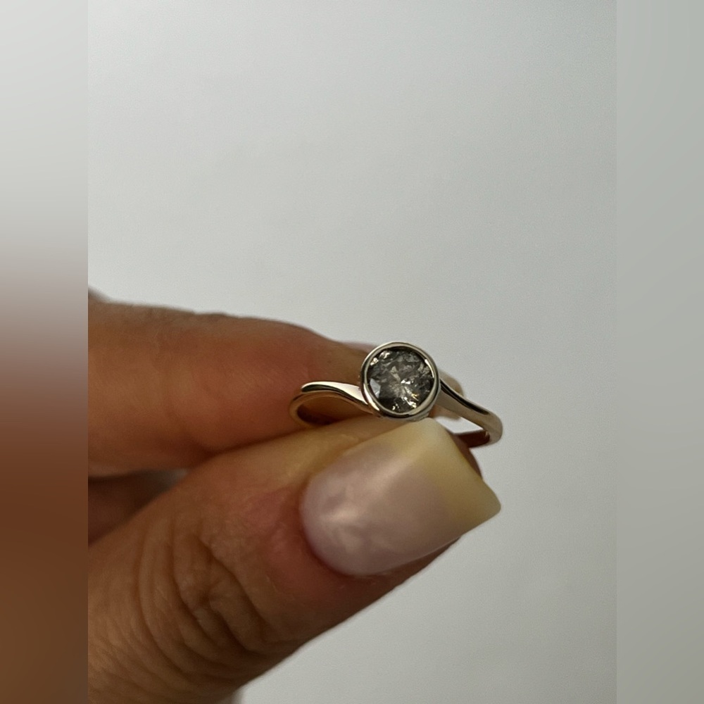 14k & Diamond Solitaire Engagement Ring - Picture 9 of 9